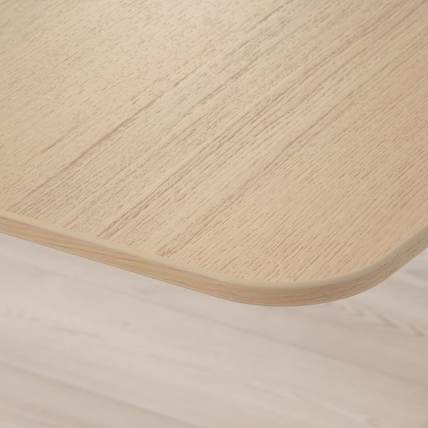 BEKANT Desk, white stained oak veneer/black, 160x80 cm