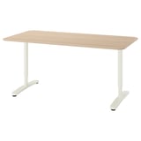 BEKANT Desk, white stained oak veneer/white, 160x80 cm