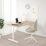 BEKANT Desk, white stained oak veneer/white, 160x80 cm