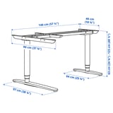 BEKANT Underframe sit/stand crnr table, el, white, 160x110 cm