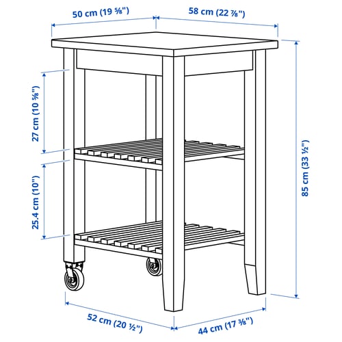 BEKVÄM Kitchen trolley, birch, 58x50 cm