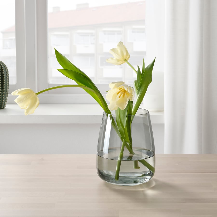 BERÄKNA Vase, light grey, 18 cm IKEA