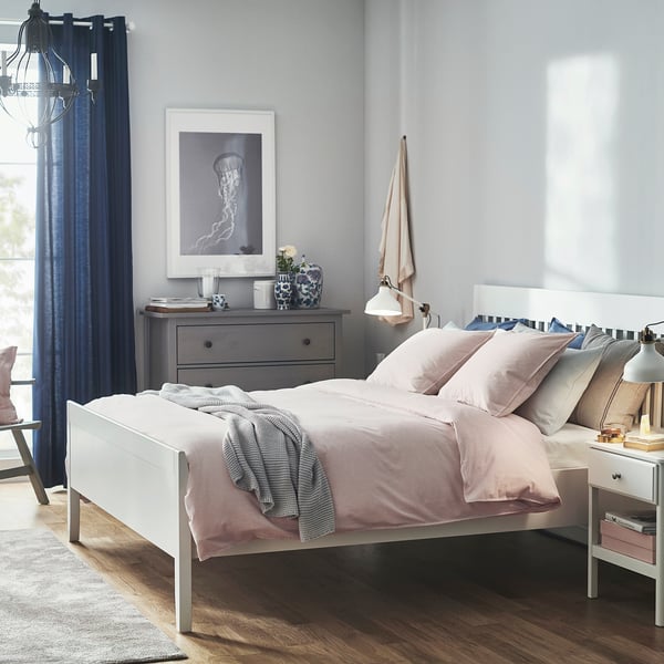 BERGPALM Duvet cover and 2 pillowcases, light pink/stripe, 200x200/50x80 cm