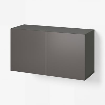 BESTÅ Shelf unit with doors, dark grey/Lappviken dark grey, 120x42x64 cm