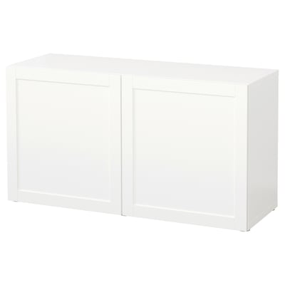 BESTÅ white storage unit with two doors.