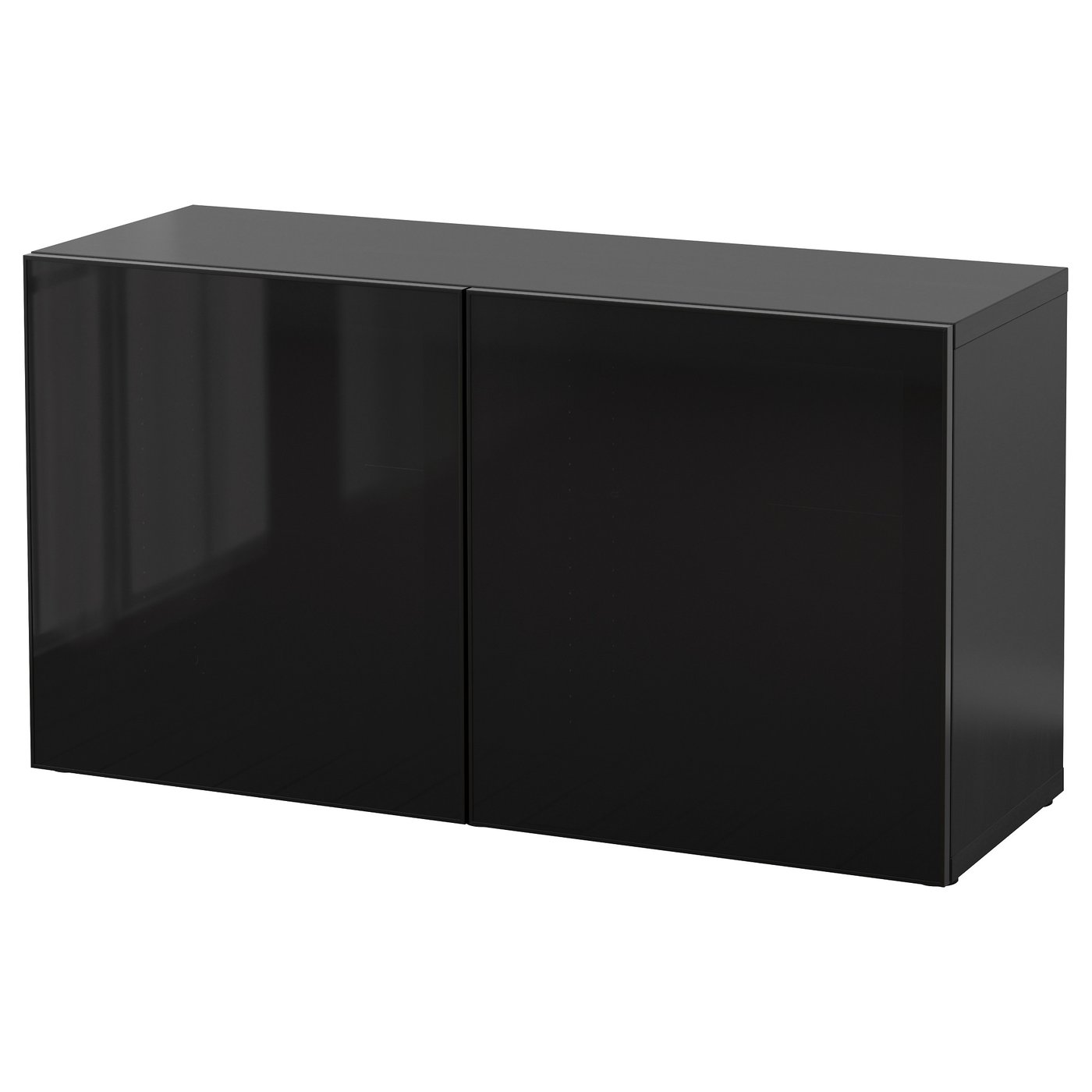 BESTÅ Shelf unit with glass doors, blackbrown/Glassvik black/smoked