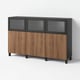 BESTÅ Storage combination with doors, black-brown Lappviken/brown walnut effect, 180x42x112 cm