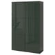 BESTÅ Storage combination with doors, black-brown Selsviken/high-gloss dark olive-green, 120x42x193 cm