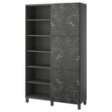 BESTÅ Storage combination with doors, dark grey/Bergsviken black, 120x42x202 cm