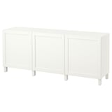 BESTÅ Storage combination with doors, white/Hanviken/Stubbarp white, 180x42x74 cm
