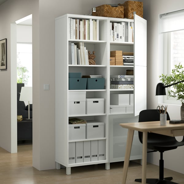 BESTÅ Storage combination with doors, white/Mörtviken/Stubbarp white, 120x42x202 cm