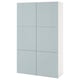 BESTÅ Storage combination with doors, white Selsviken/high-gloss light grey-blue, 120x42x193 cm