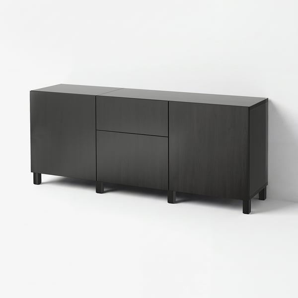 BESTÅ Storage combination with drawers, black-brown/Lappviken/Stubbarp black-brown, 180x42x74 cm