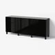 BESTÅ Storage combination with drawers, black-brown/Selsviken/Stubbarp high-gloss/black, 180x42x74 cm