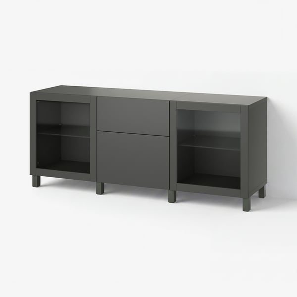 BESTÅ Storage combination with drawers, dark grey Lappviken/Sindvik/Stubbarp dark grey, 180x42x74 cm