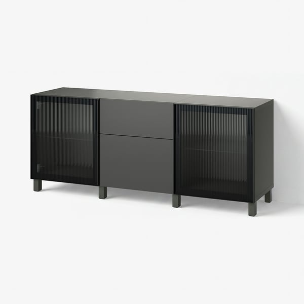 BESTÅ Storage combination with drawers, dark grey Lappviken/Stubbarp/Fällsvik anthracite, 180x42x74 cm