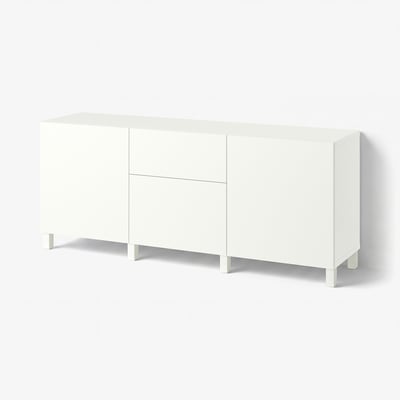 BESTÅ Storage combination with drawers, Förvaltare white/Stubbarp white, 180x42x74 cm