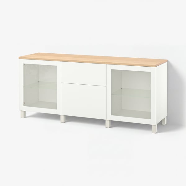 BESTÅ Storage combination with drawers, Sindvik white/Lappviken/Stubbarp white, 180x42x76 cm