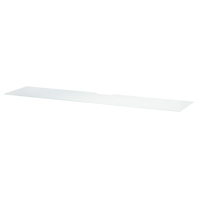 BESTÅ Top panel for TV, glass white/light green, 180x40 cm