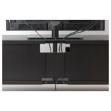 BESTÅ TV bench, black-brown/Selsviken high-gloss/black, 180x40x38 cm