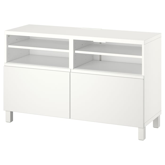BESTÅ TV bench with doors white/Västerviken/Stubbarp white IKEA