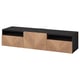 BESTÅ TV bench with drawers and door, black-brown/Hedeviken oak veneer, 180x42x39 cm