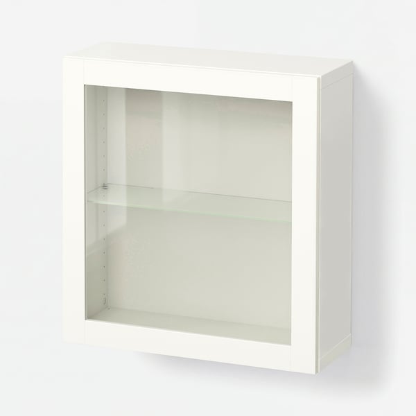 BESTÅ Wall-mounted cabinet combination, white/Sindvik white clear glass, 60x22x64 cm
