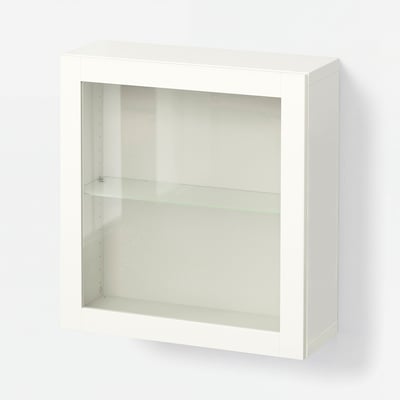 BESTÅ Wall-mounted cabinet combination, white/Sindvik white clear glass, 60x22x64 cm