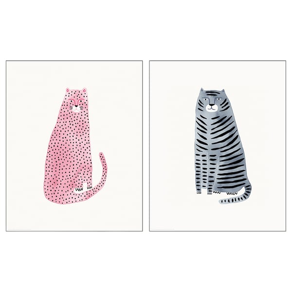 BILD Poster, pink and blue cats, 40x50 cm