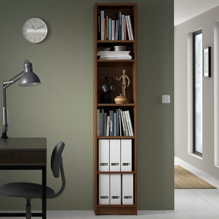 BILLY Bookcase, brown walnut effect, 40x28x202 cm IKEA