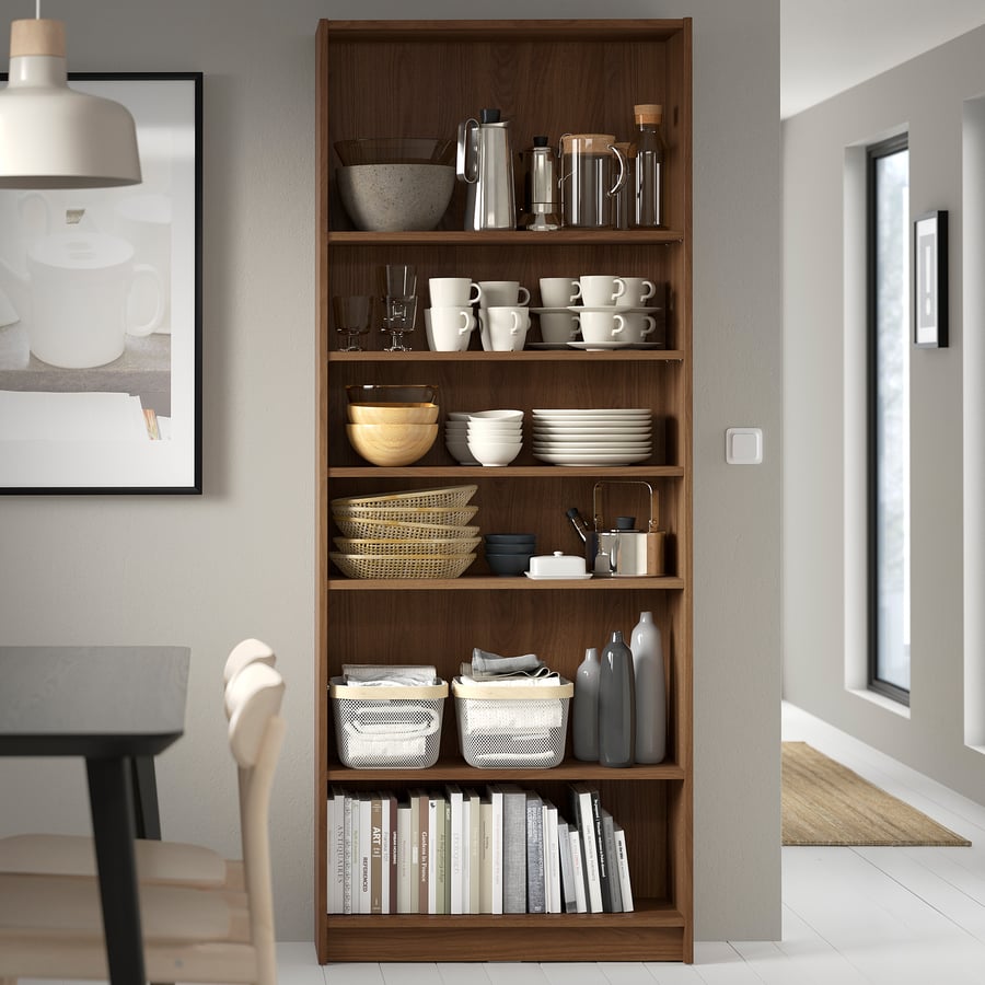BILLY Bookcase, brown walnut effect, 80x28x202 cm IKEA