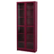 BILLY Bookcase with glass-doors, dark red, 80x30x202 cm