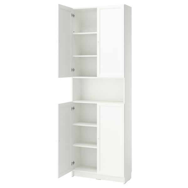 BILLY / OXBERG Bookcase w doors/extension unit, white, 80x30x237 cm