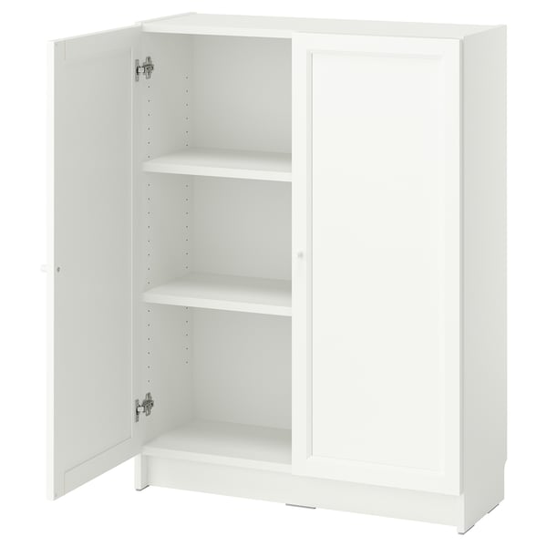 BILLY / OXBERG Bookcase with doors, white, 80x30x106 cm