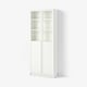 BILLY / OXBERG Bookcase with panel/glass doors, white, 80x30x202 cm