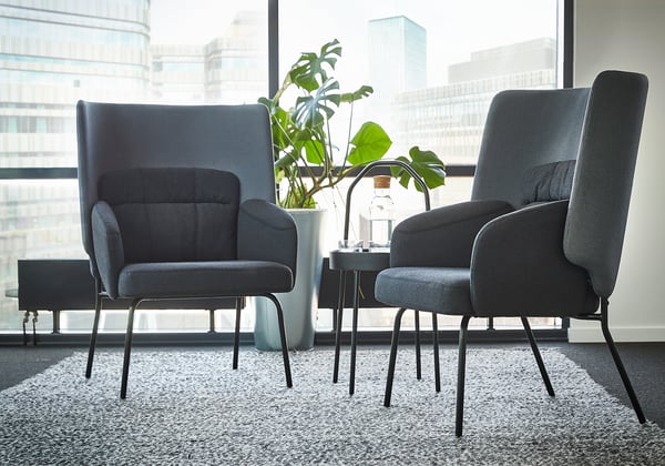 BINGSTA High-back armchair, Vissle dark grey/Kabusa dark grey