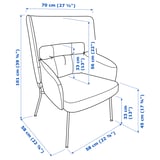 BINGSTA High-back armchair, Vissle dark grey/Kabusa dark grey