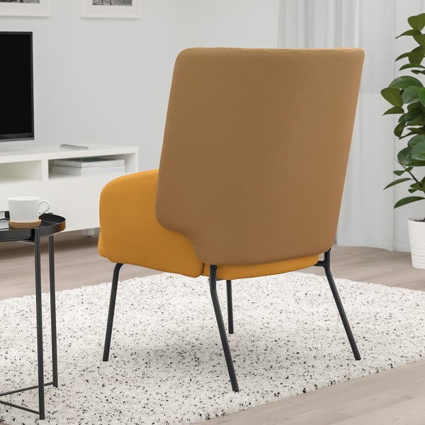BINGSTA High-back armchair, Vissle dark yellow/Kabusa dark yellow
