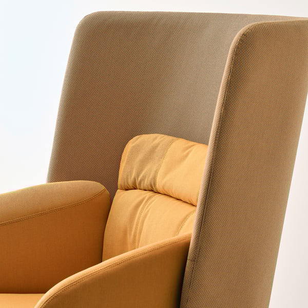 BINGSTA High-back armchair, Vissle dark yellow/Kabusa dark yellow