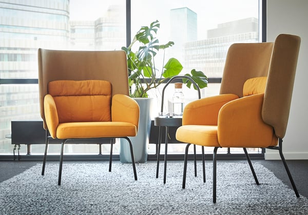 BINGSTA High-back armchair, Vissle dark yellow/Kabusa dark yellow