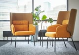 BINGSTA High-back armchair, Vissle dark yellow/Kabusa dark yellow