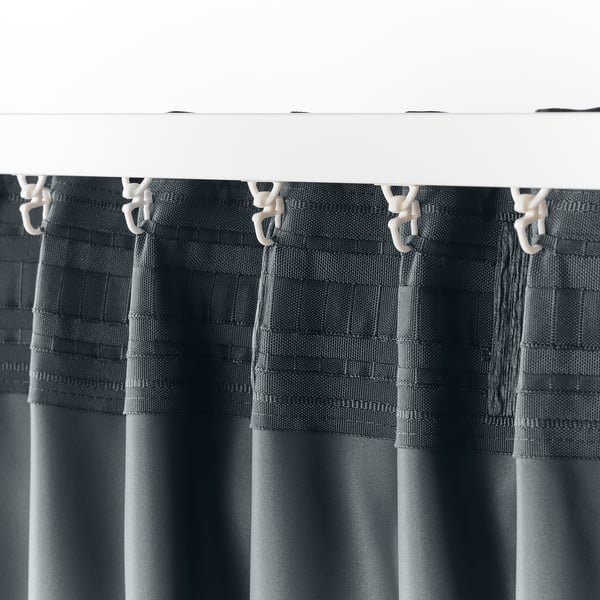 BLÅHUVA Block-out curtains, 1 pair, dark grey, 145x250 cm