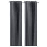 BLÅHUVA Block-out curtains, 1 pair, dark grey, 145x250 cm