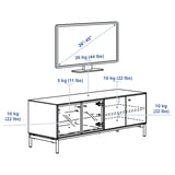 BOASTAD TV bench, black/oak veneer, 121x42x45 cm
