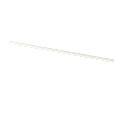 A white BOAXEL mounting rail for hanging wall uprights straight, made of epoxy/polyester powder coating and galvanised steel, rectangular shape.