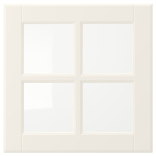 A white BODBYN cabinet door with a bevelled panel design.