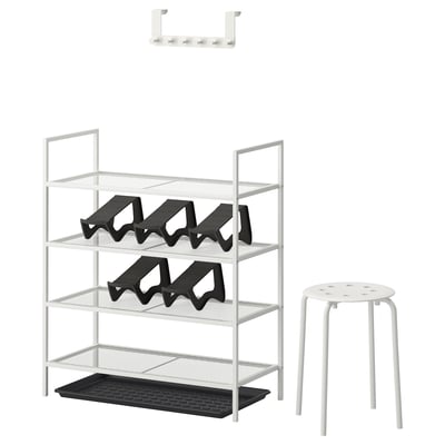 BOJTEN Hallway furniture, set of 10, white/grey