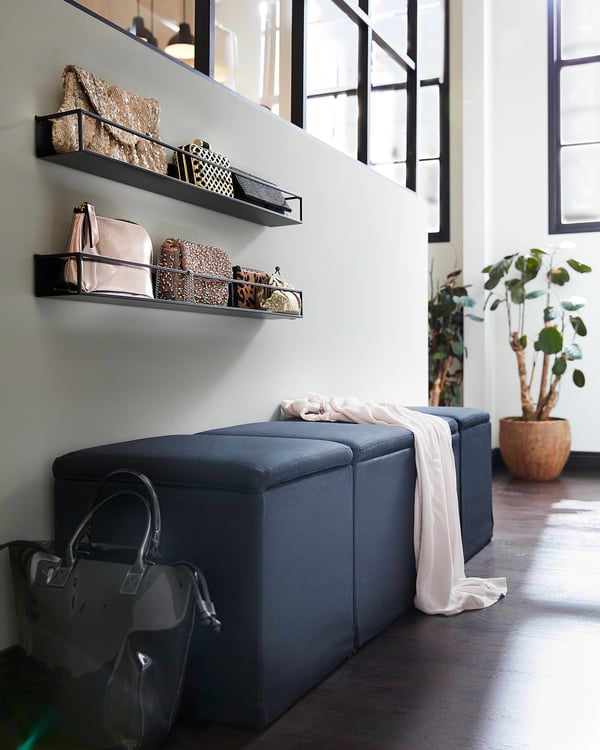 BOSNÄS Footstool with storage, Ransta black