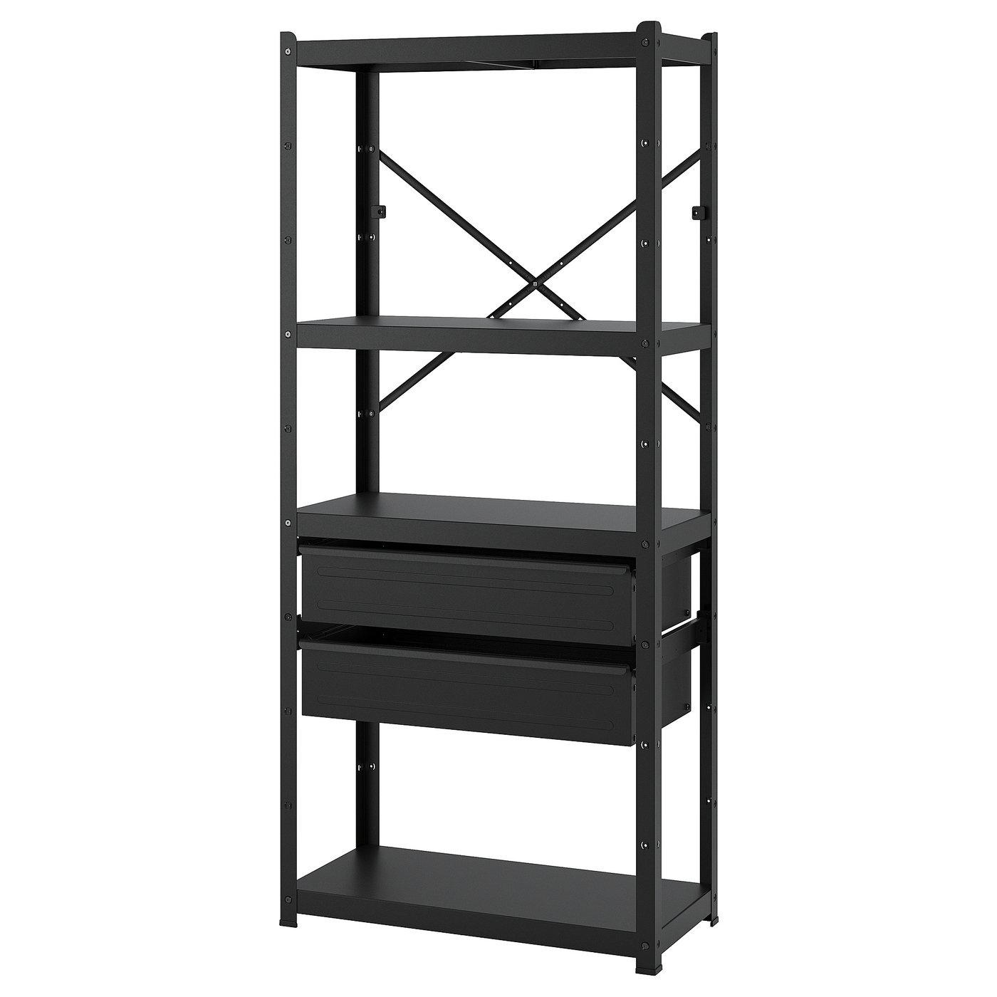 BROR shelving unit with drawers/shelves, black, 85x40x190 cm IKEA