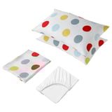 BRUKSVARA 4-piece bedlinen set, multicolour/dot pattern, 240x220 cm